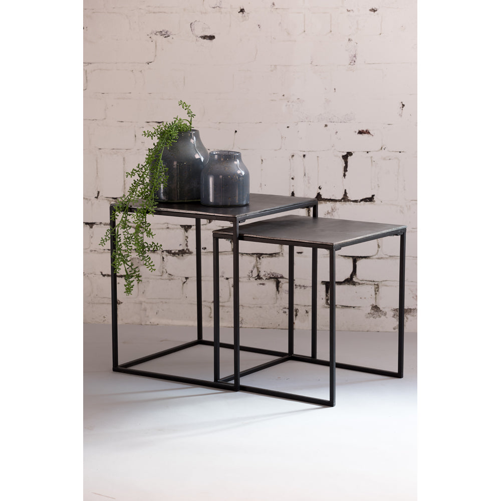 Product photograph of Light Living Set Of 2 Banos Side Table Lead Antique from Olivia's.