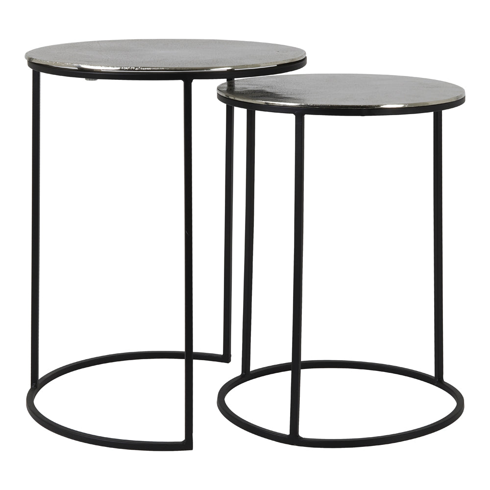 Product photograph of Light Living Set Of 2 Thizas Side Table Nickel And Matt Black from Olivia's