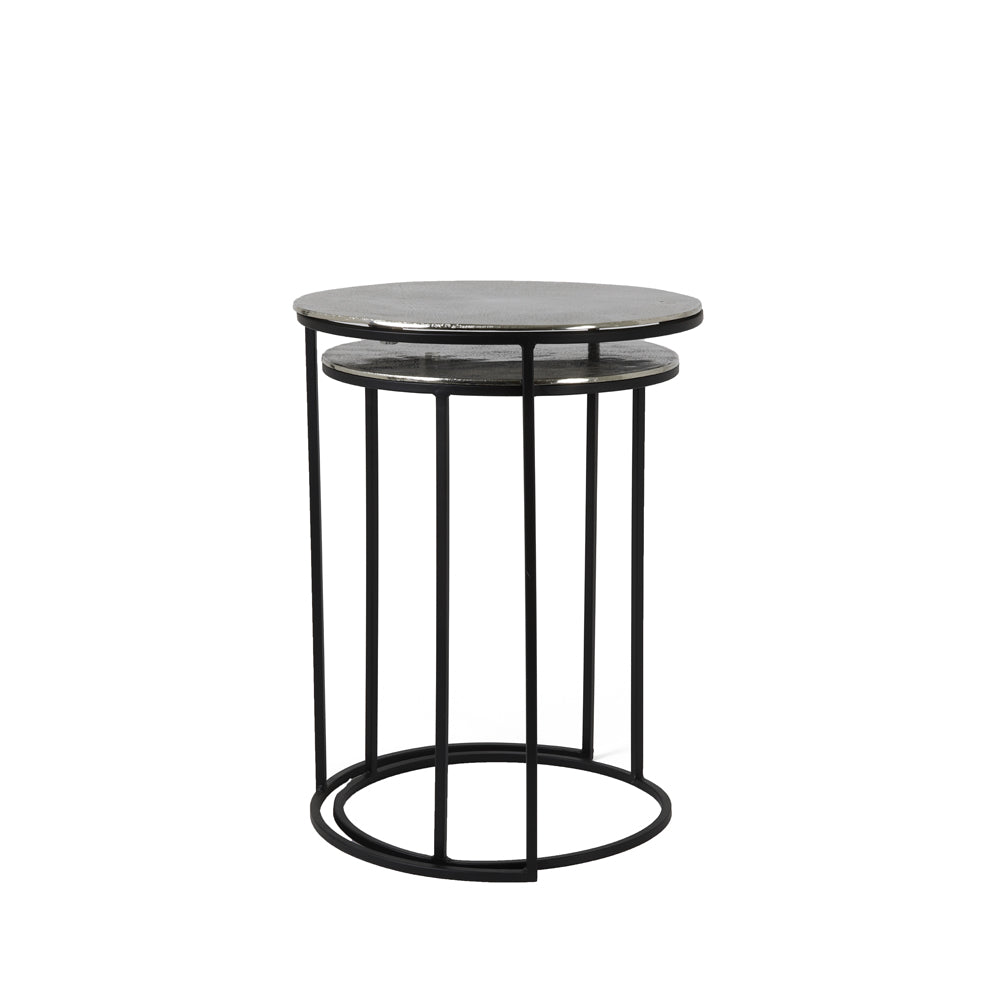 Product photograph of Light Living Set Of 2 Thizas Side Table Nickel And Matt Black from Olivia's.