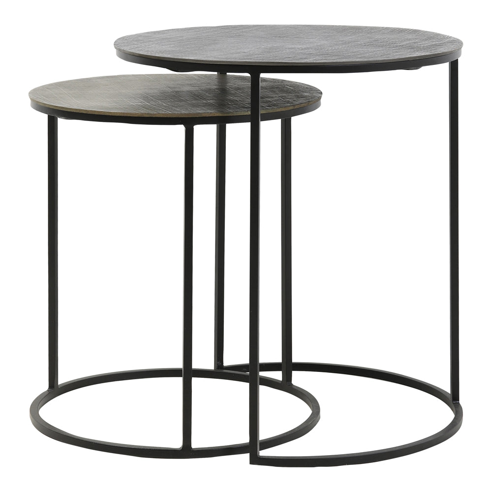 Light Living Rengo Side Table Texture Black And Ant Bronze Set Of 2