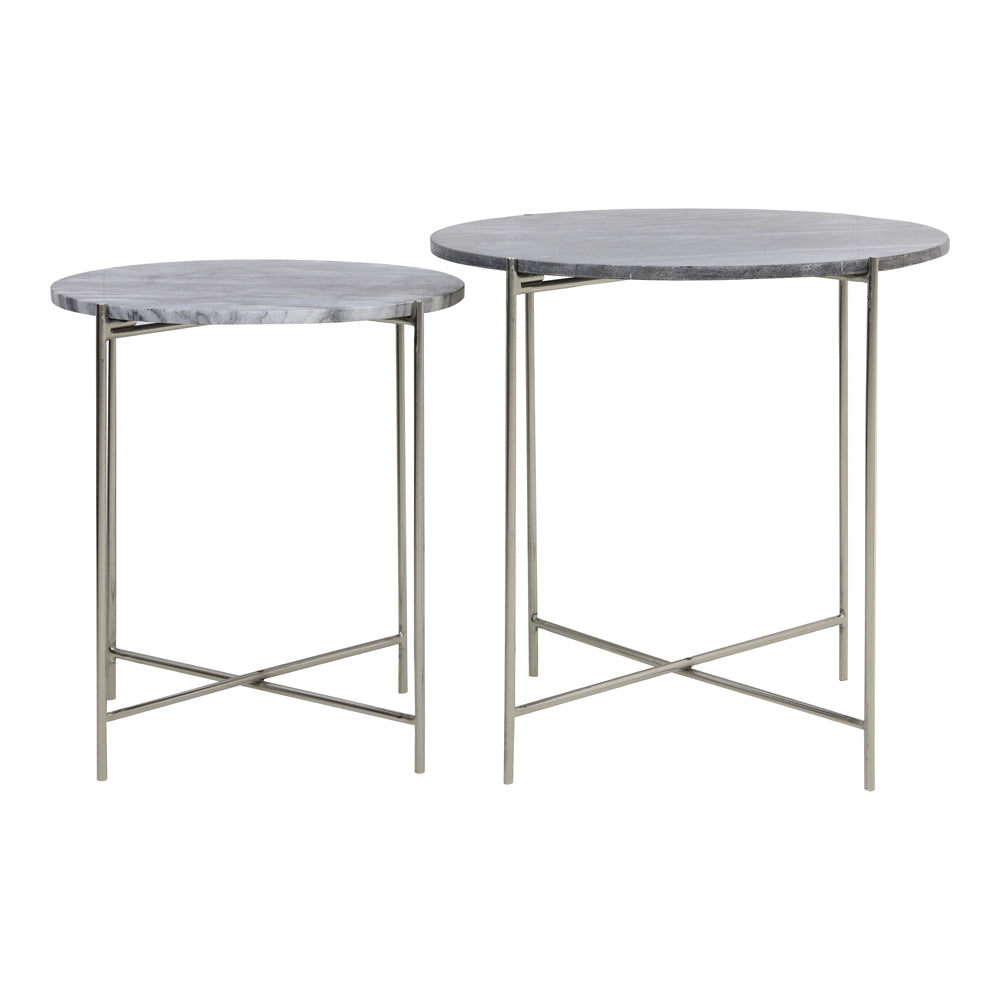Light Living Delon Side Table Grey And Nickel Set Of 2