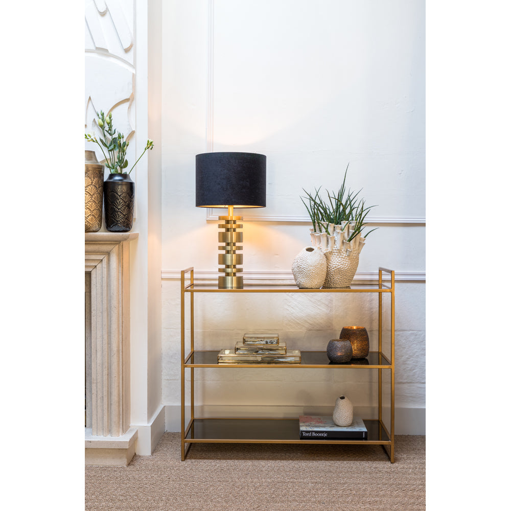 Product photograph of Light Living Mariki 3 Layer Display Cabinet Gold from Olivia's.