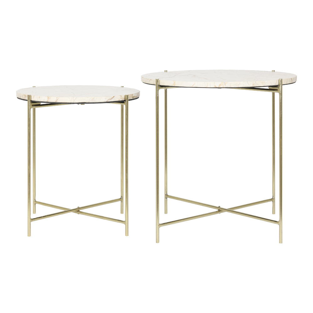Light Living Besot Side Table Brown And Gold Set Of 2