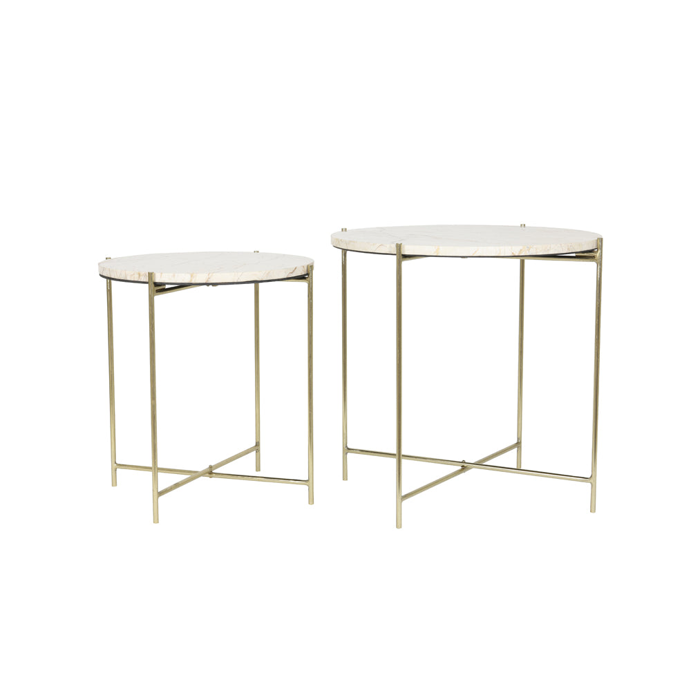 Product photograph of Light Living Set Of 2 Besot Side Table Brown And Gold from Olivia's.