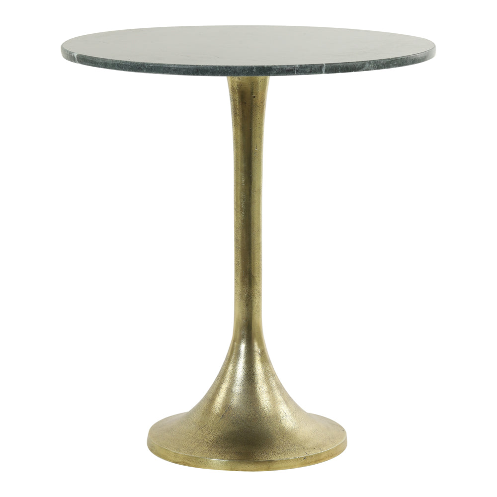 Product photograph of Light Living Rickerd High Side Table Green Marble And Antique Bronze from Olivia's