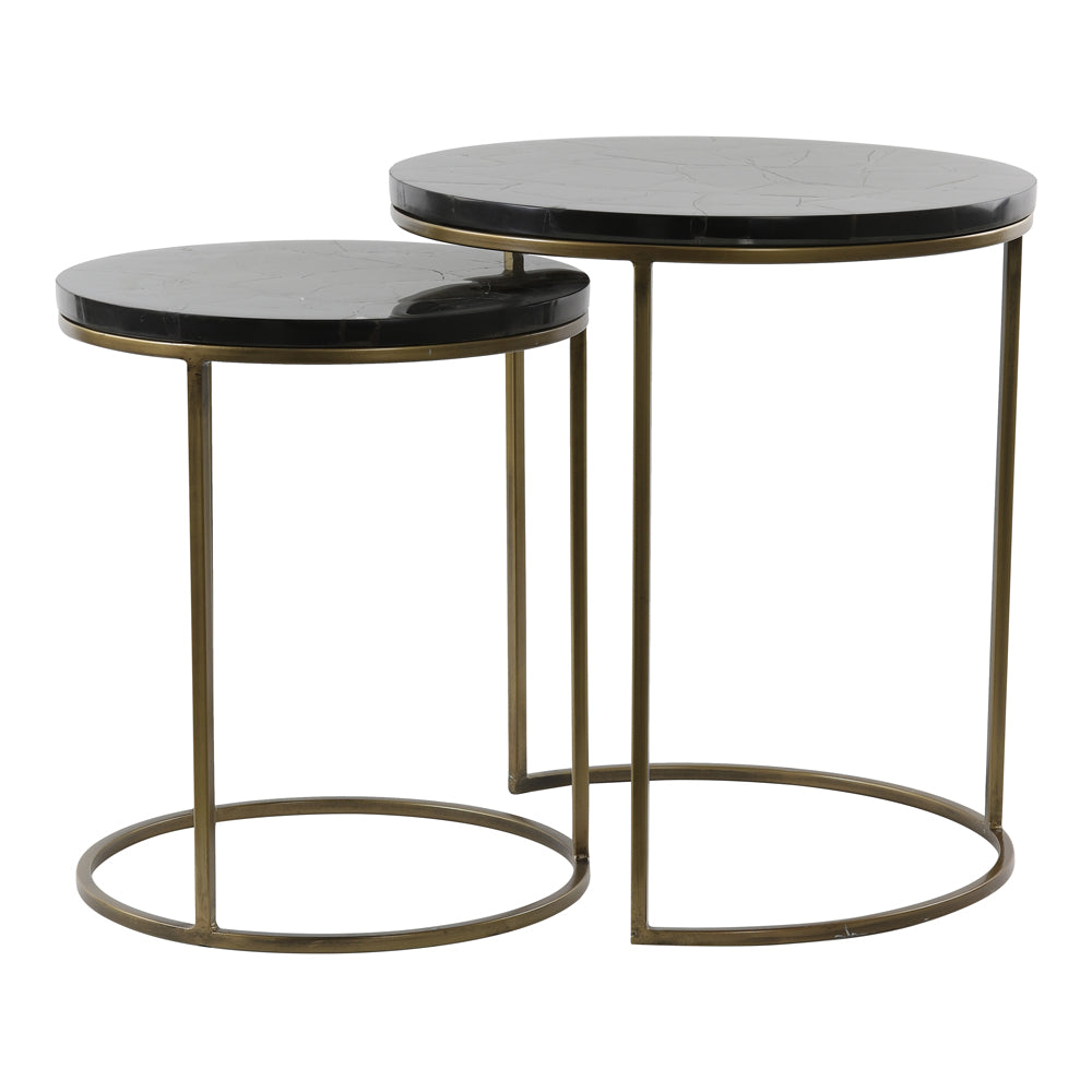 Product photograph of Light Living Set Of 2 Sobrina Side Table Black Agate And Ant Bronze from Olivia's