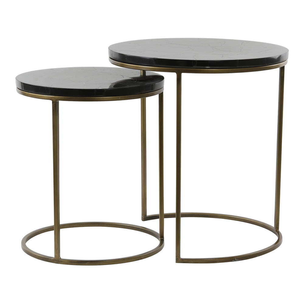 Light Living Sobrina Side Table Black Agate And Ant Bronze Set Of 2