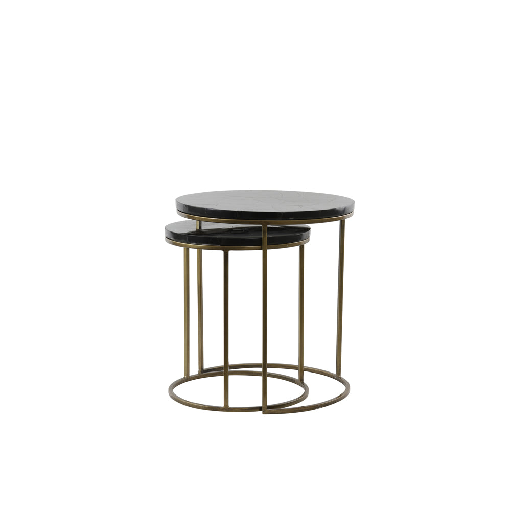 Product photograph of Light Living Set Of 2 Sobrina Side Table Black Agate And Ant Bronze from Olivia's.