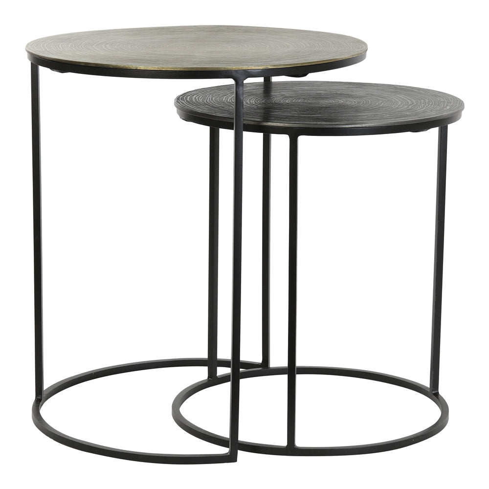 Product photograph of Light Living Set Of 2 Primo Side Table Black Bronze And Matt Black from Olivia's