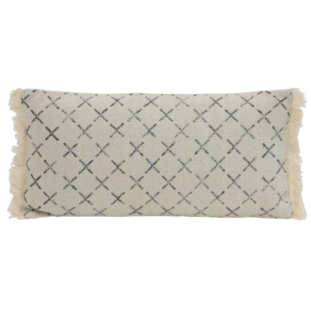 Light Living Kadriye Cross Print Cushion Black White