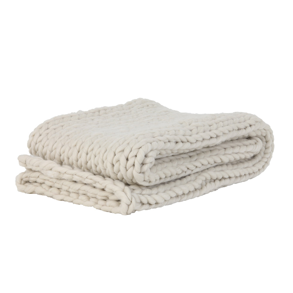 Product photograph of Light Living Knitted Cream Blanket from Olivia's