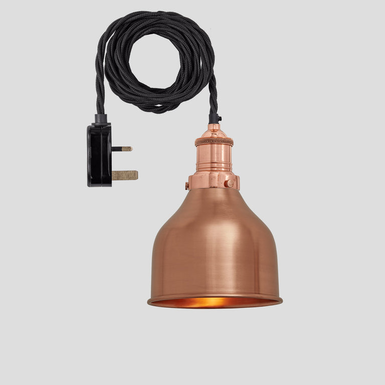 Product photograph of Industville Brooklyn Cone Copper Pendant With Plug 7 Inch Pewter Holder With Plug from Olivia's.