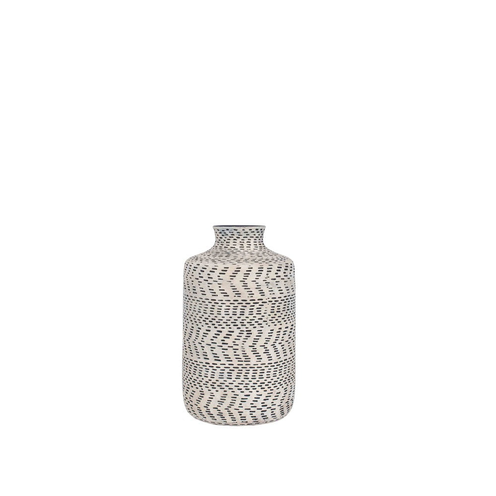 Product photograph of Olivia S Mancini Textured Natural And Black Stoneware Vase from Olivia's