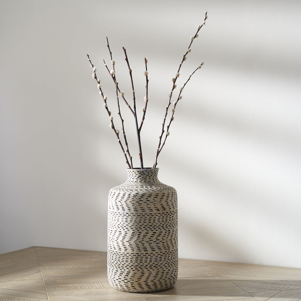 Product photograph of Olivia S Mancini Textured Natural And Black Stoneware Vase from Olivia's.