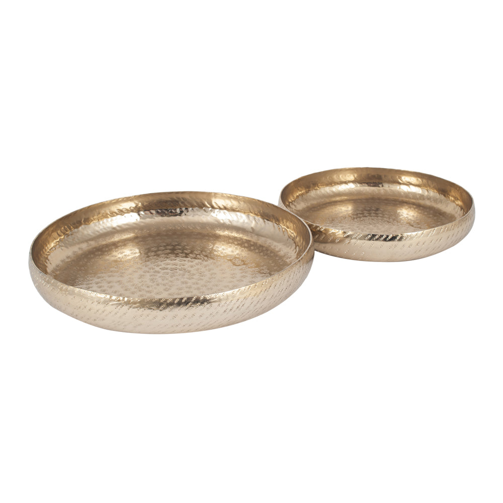 Product photograph of Olivia S Chloe Set Of 2 Gold Hammered Metal Bowls from Olivia's