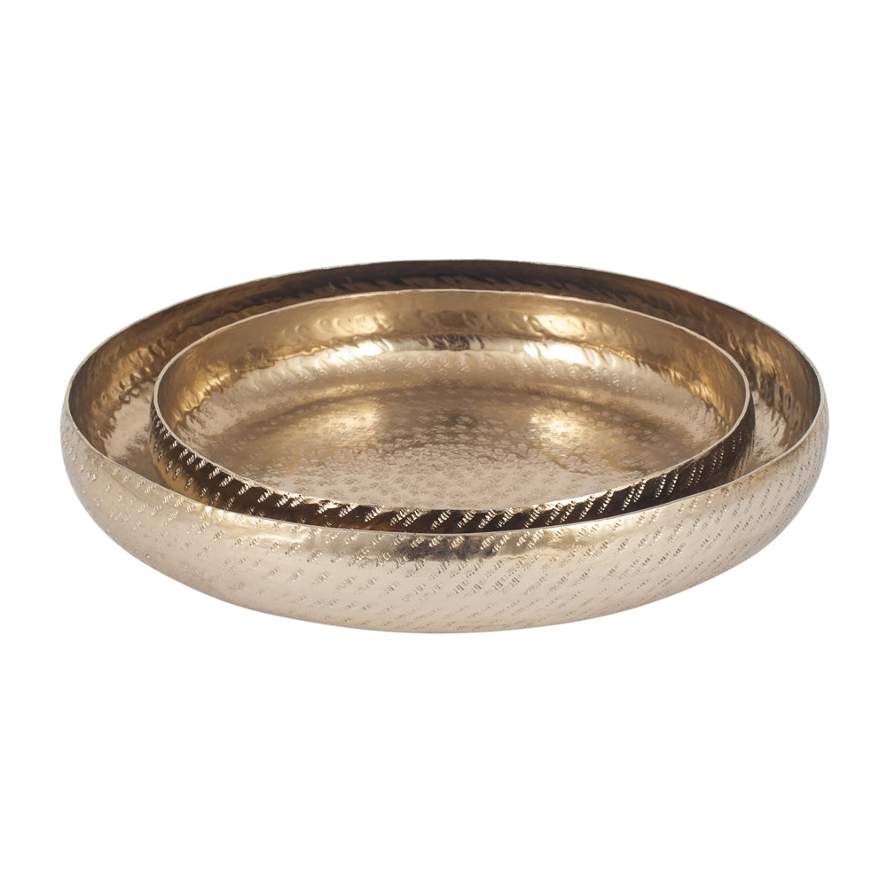 Product photograph of Olivia S Chloe Set Of 2 Gold Hammered Metal Bowls from Olivia's.