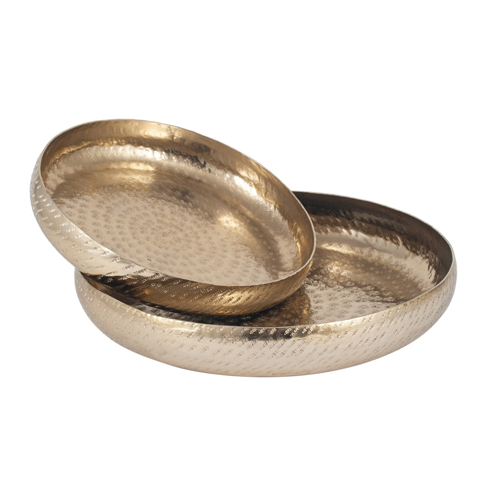 Product photograph of Olivia S Chloe Set Of 2 Gold Hammered Metal Bowls from Olivia's.