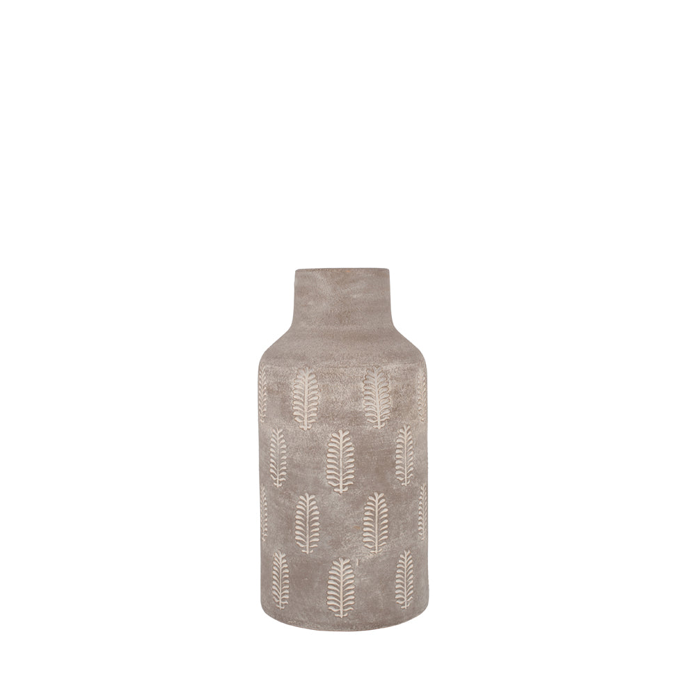 Product photograph of Olivia S Cloudia Fern Textured Stoneware Vase In Stone Grey from Olivia's