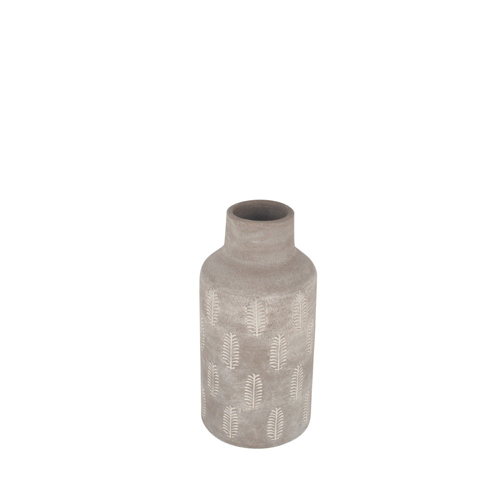 Product photograph of Olivia S Cloudia Fern Textured Stoneware Vase In Stone Grey from Olivia's.