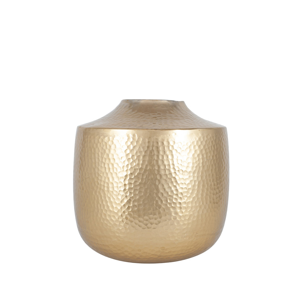 Product photograph of Olivia S Grover Large Metal Hammered Vase In Brass from Olivia's