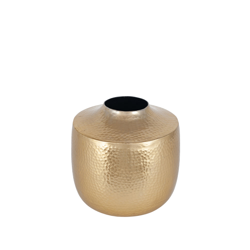 Product photograph of Olivia S Grover Large Metal Hammered Vase In Brass from Olivia's.