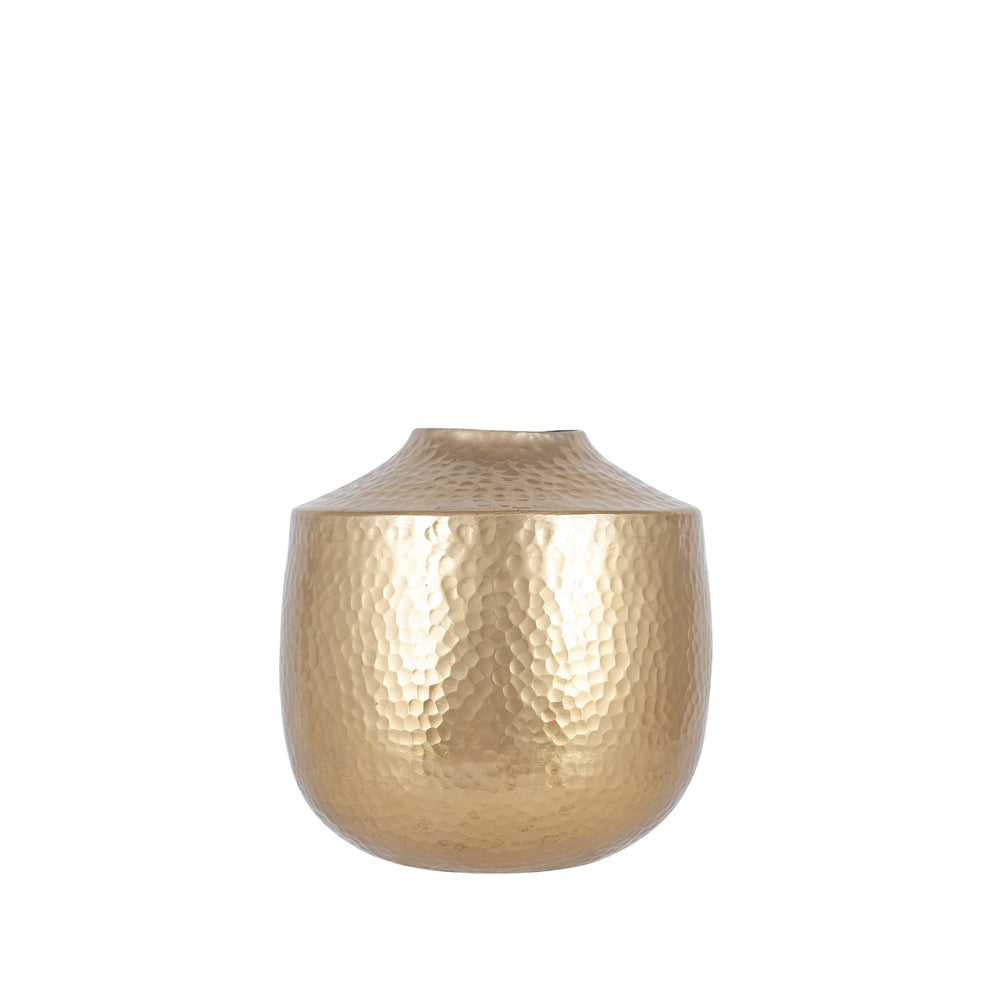Product photograph of Olivia S Grover Small Metal Hammered Vase In Brass from Olivia's