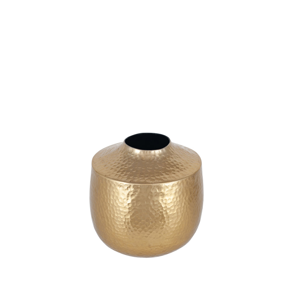 Product photograph of Olivia S Grover Small Metal Hammered Vase In Brass from Olivia's.