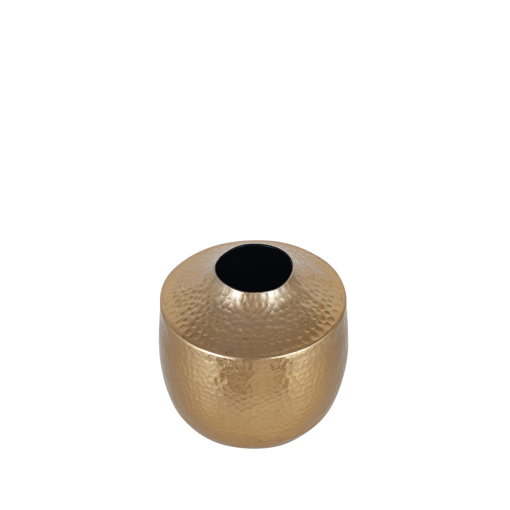 Product photograph of Olivia S Grover Small Metal Hammered Vase In Brass from Olivia's.