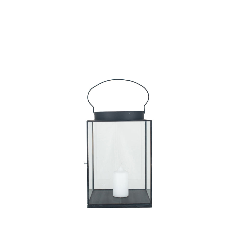 Product photograph of Olivia S Rosie Large Square Lantern In Matt Black Metal And Glass from Olivia's
