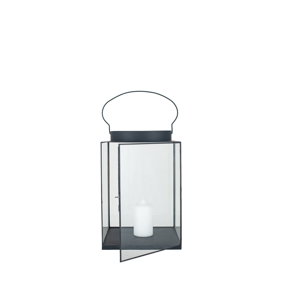 Product photograph of Olivia S Rosie Large Square Lantern In Matt Black Metal And Glass from Olivia's.