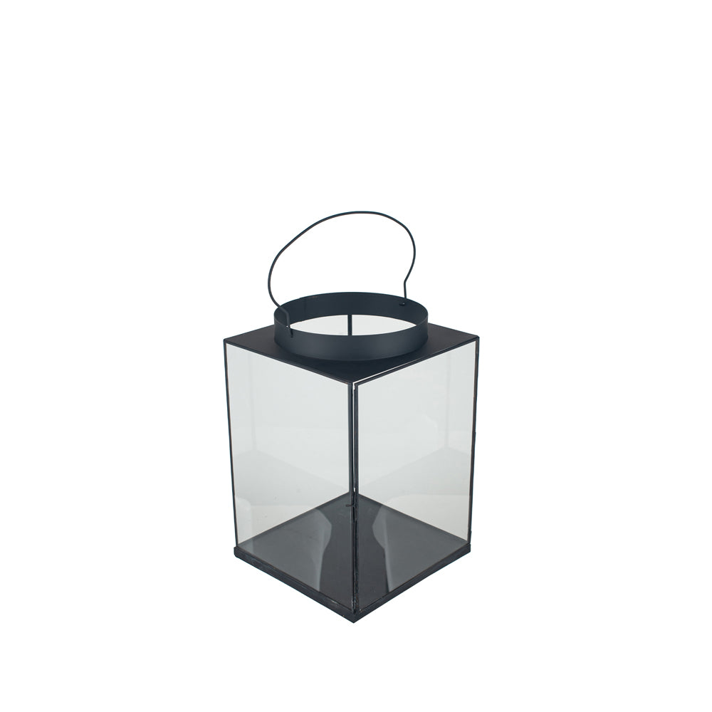 Product photograph of Olivia S Rosie Large Square Lantern In Matt Black Metal And Glass from Olivia's.