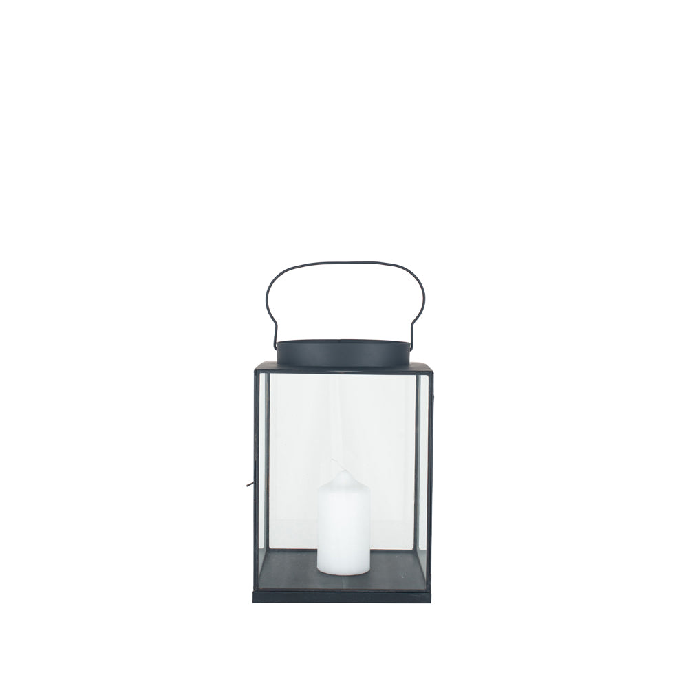 Product photograph of Olivia S Rosie Small Square Lantern In Matt Black Metal And Glass from Olivia's