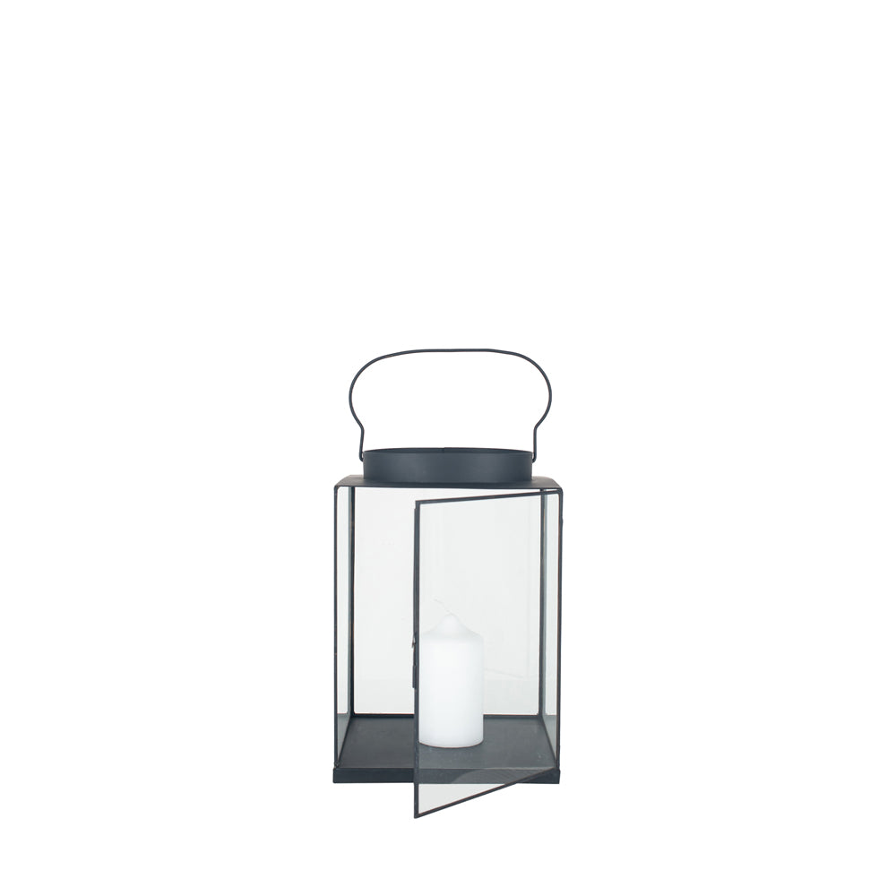 Product photograph of Olivia S Rosie Small Square Lantern In Matt Black Metal And Glass from Olivia's.
