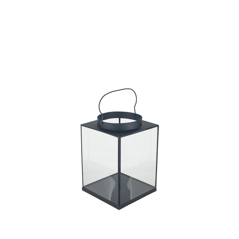Product photograph of Olivia S Rosie Small Square Lantern In Matt Black Metal And Glass from Olivia's.