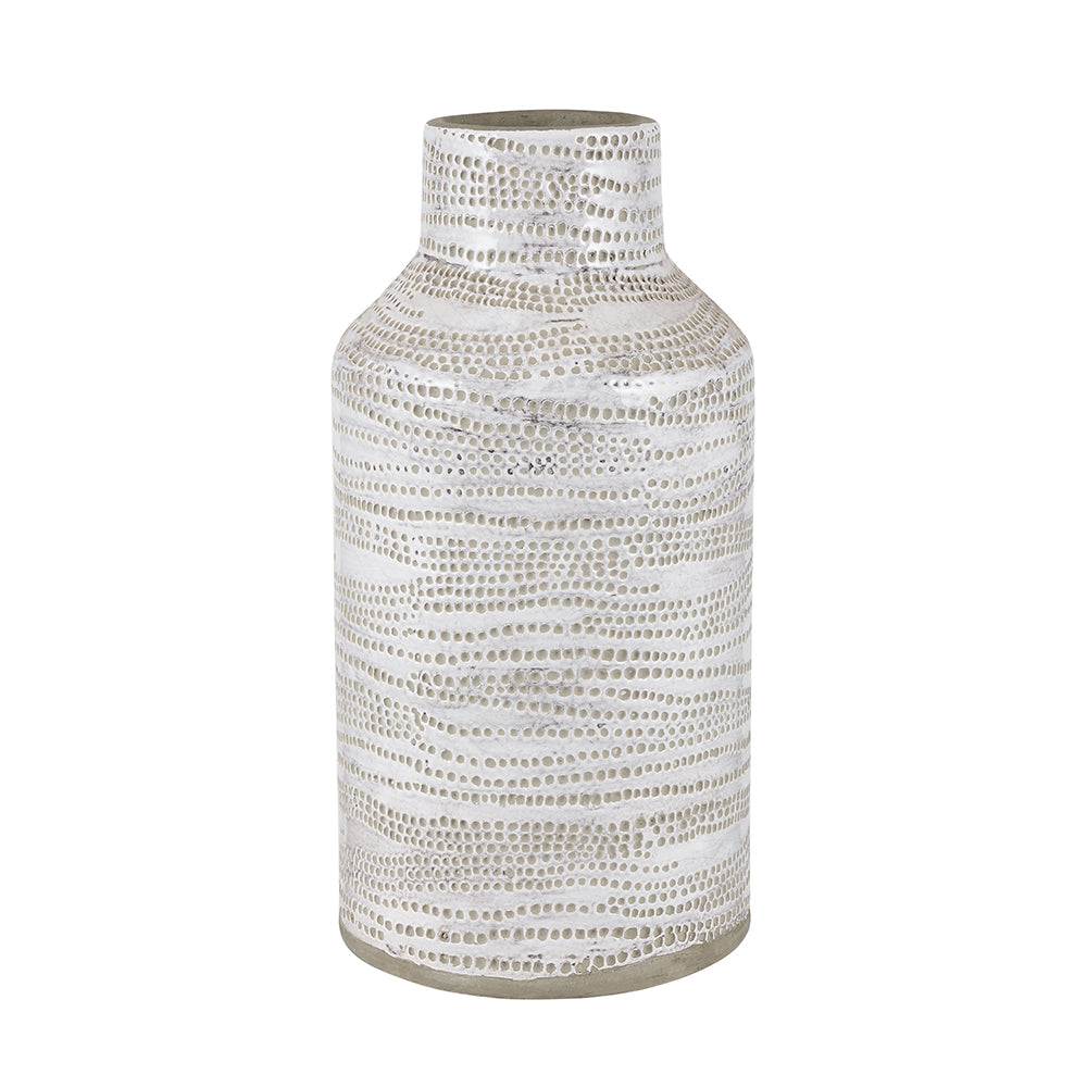 Product photograph of Olivia S Pip White Dot Design Stoneware Vase from Olivia's