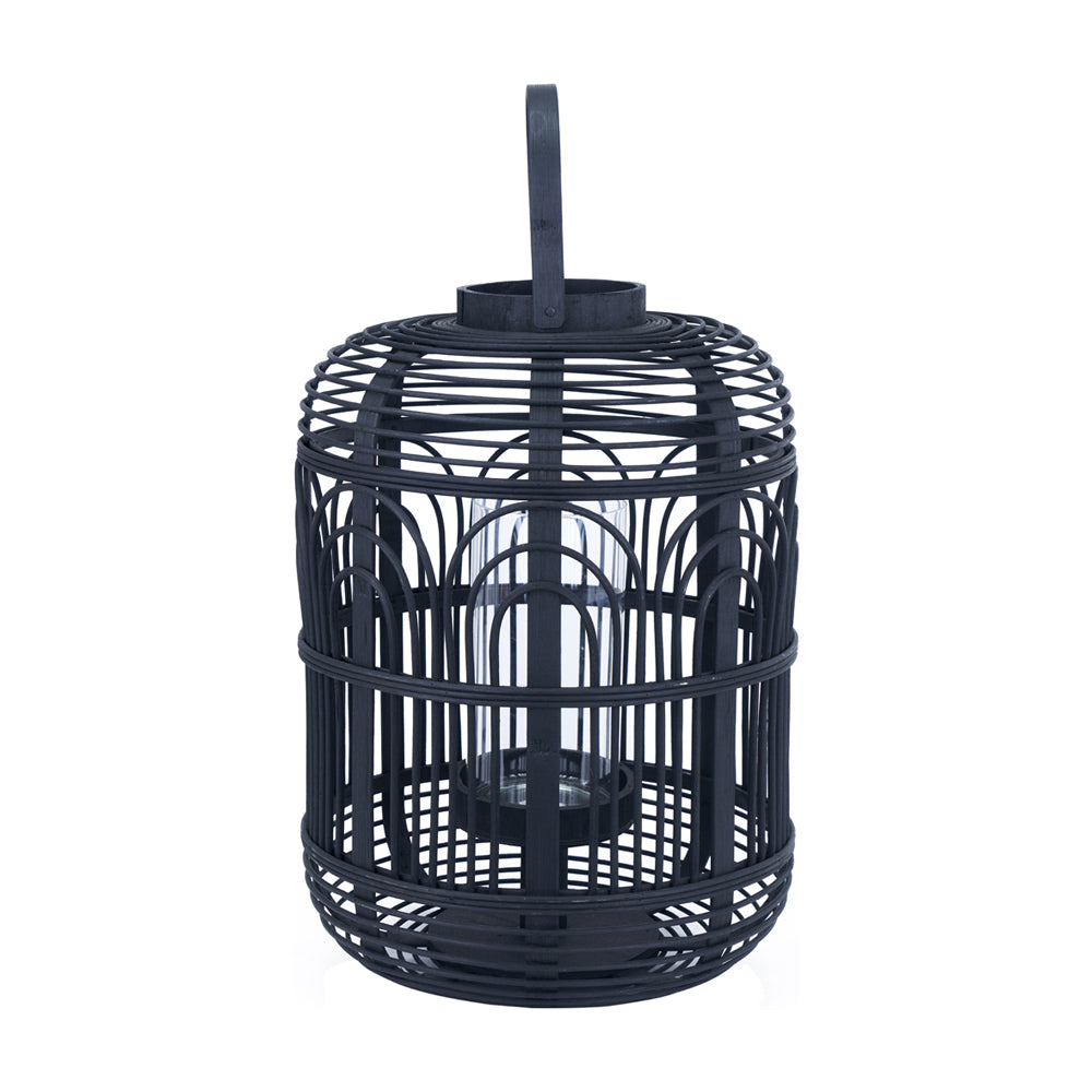 Product photograph of Olivia S Large Bali Bamboo And Glass Large Lantern In Black from Olivia's.