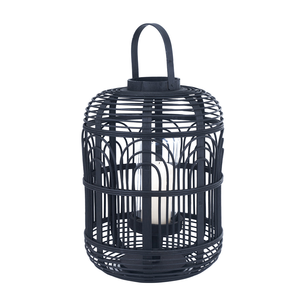 Product photograph of Olivia S Large Bali Bamboo And Glass Large Lantern In Black from Olivia's.