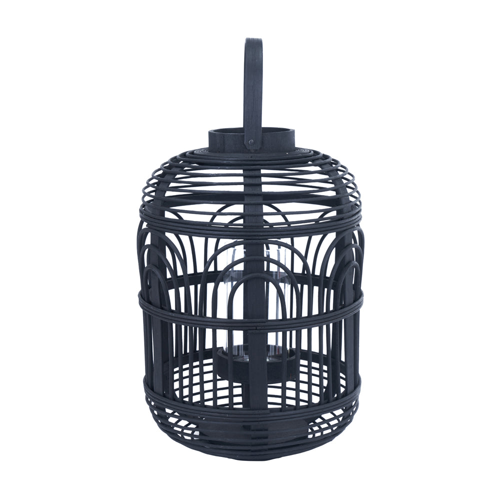 Product photograph of Olivia S Bali Bamboo And Glass Lantern In Black from Olivia's.