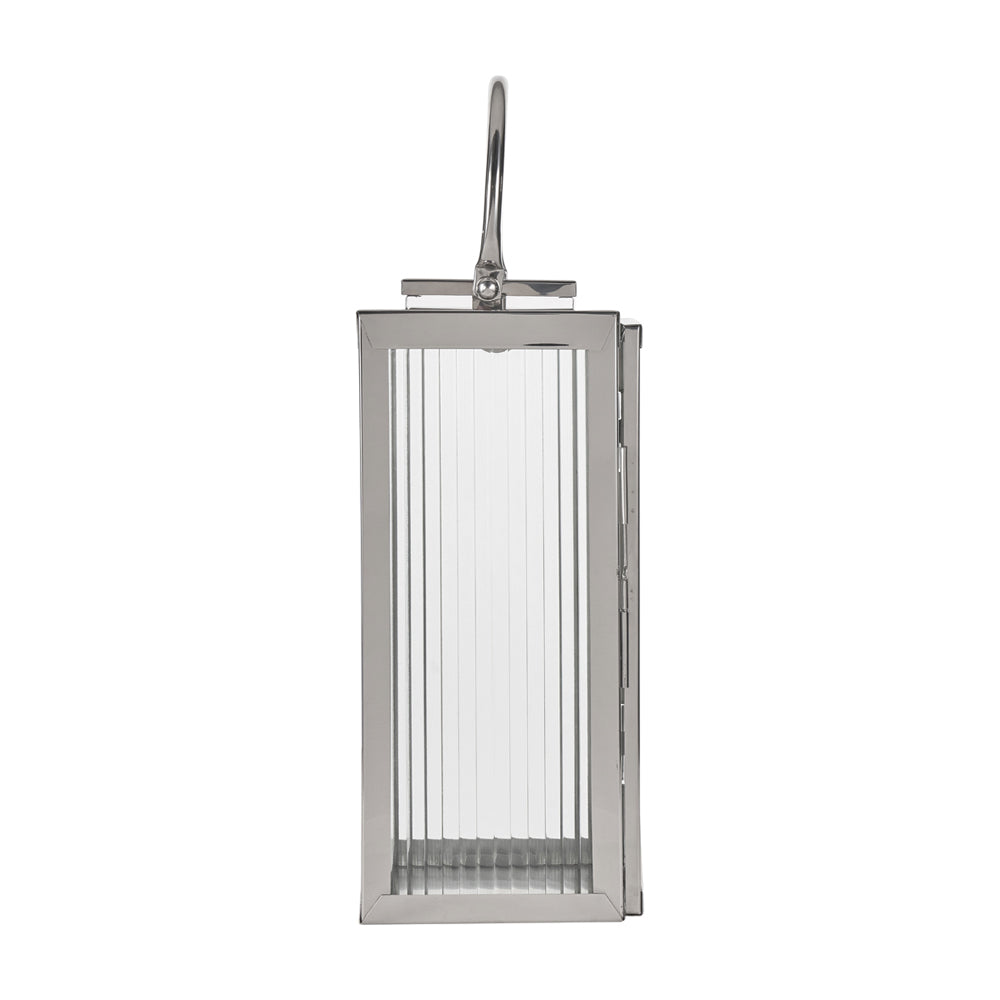 Product photograph of Olivia S Otterly Large Lantern With Ribbed Glass In Shiny Nickel from Olivia's.