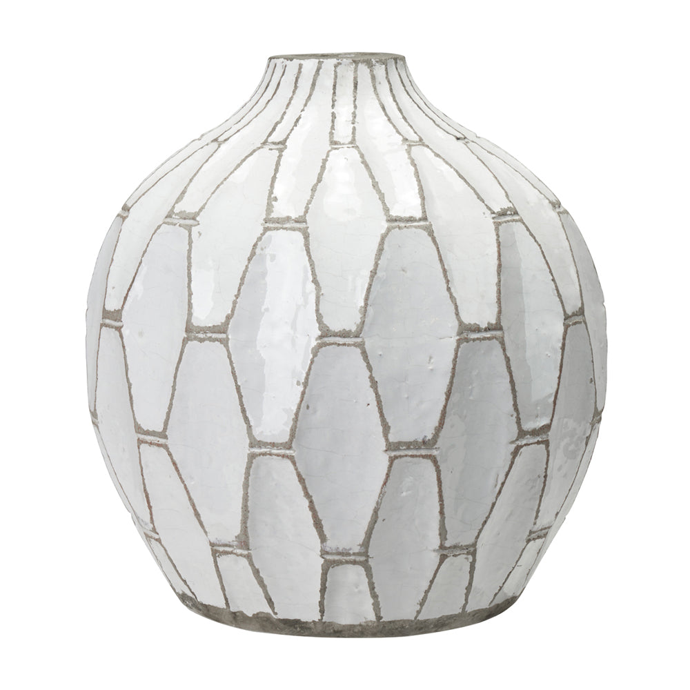 Product photograph of Olivia S Gauld Stoneware Geometric Vase In White from Olivia's