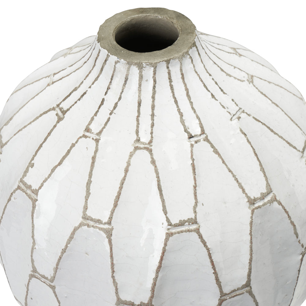 Product photograph of Olivia S Gauld Stoneware Geometric Vase In White from Olivia's.