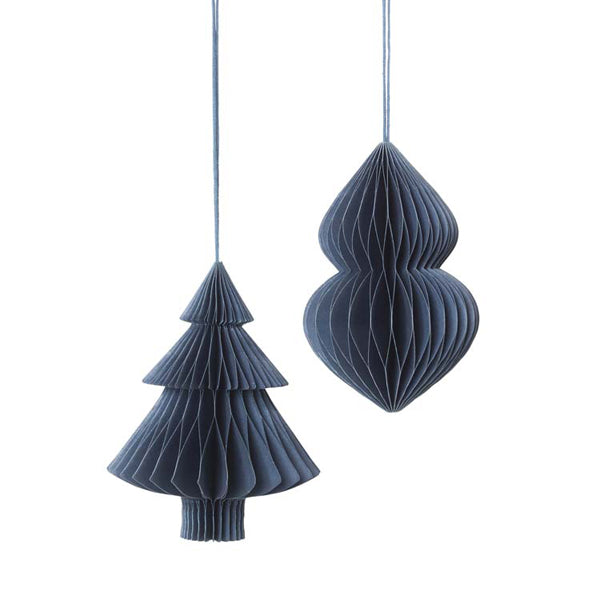 Product photograph of Broste Copenhagen Christmas Set Of 2 Ornament Mix Orion Blue Tree from Olivia's