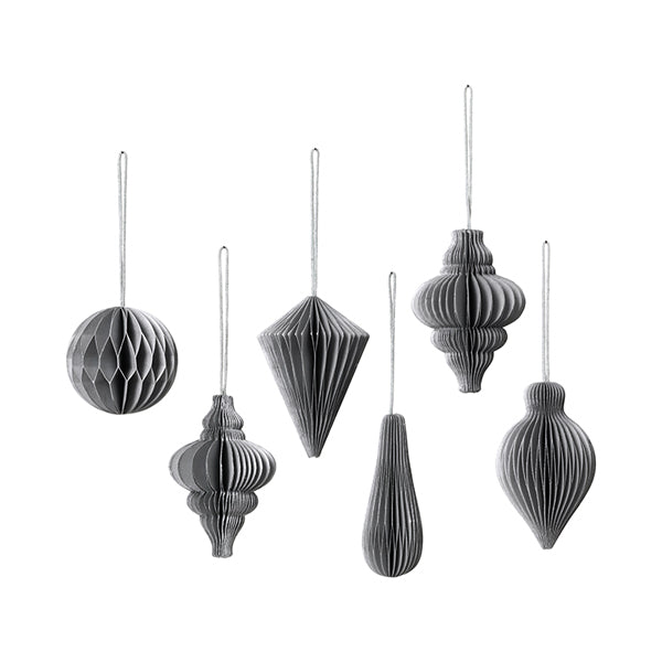 Product photograph of Broste Copenhagen Christmas Set Of 6 Ornament Mix Silver from Olivia's