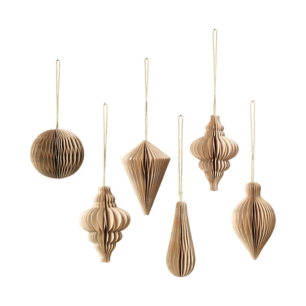 Product photograph of Broste Copenhagen Christmas Set Of 6 Baubles Mix Natural Brown from Olivia's