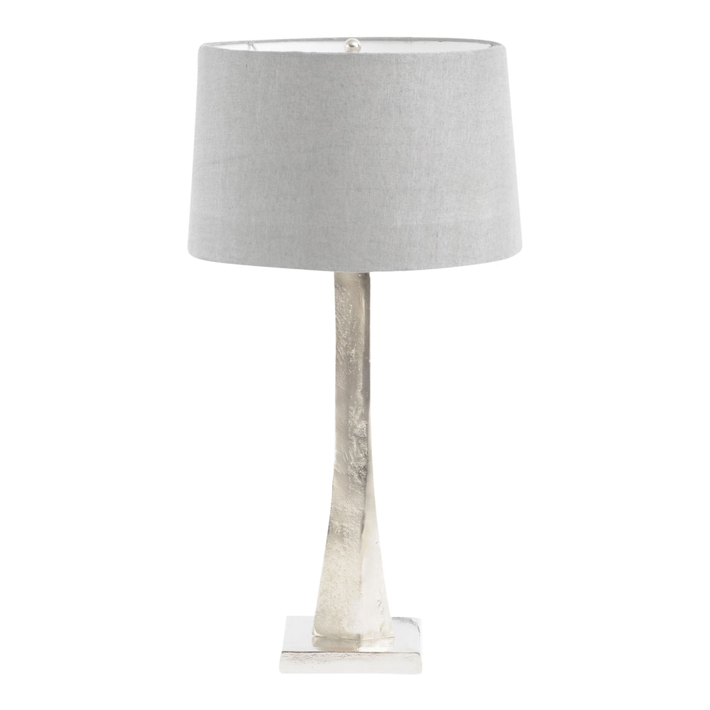 Libra Iconic Trinity Silver Aluminium Table Lamp With Grey Shade