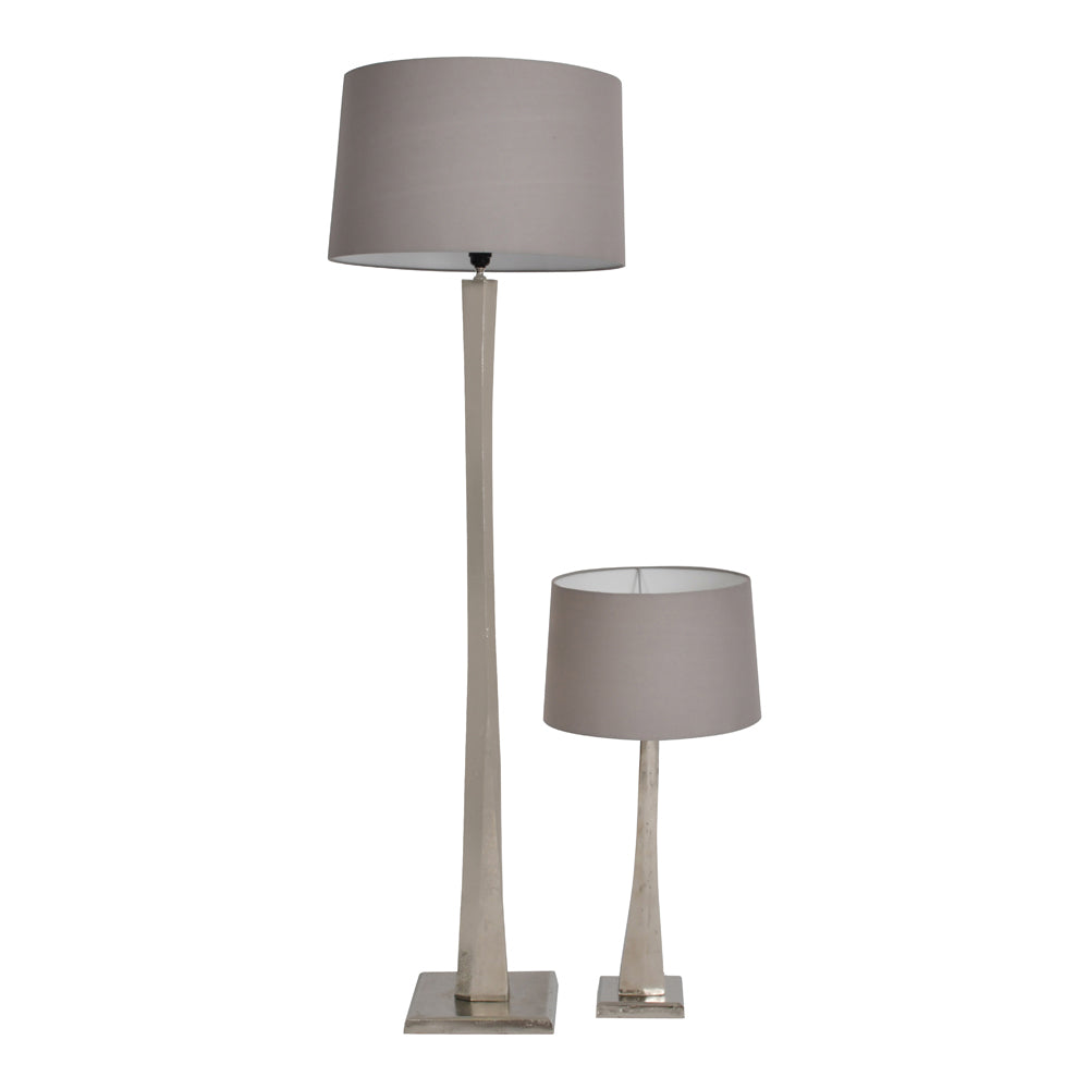 Product photograph of Libra Luxurious Glamour Collection - Iconic Trinity Silver Aluminium Table Lamp With Grey Shade from Olivia's.