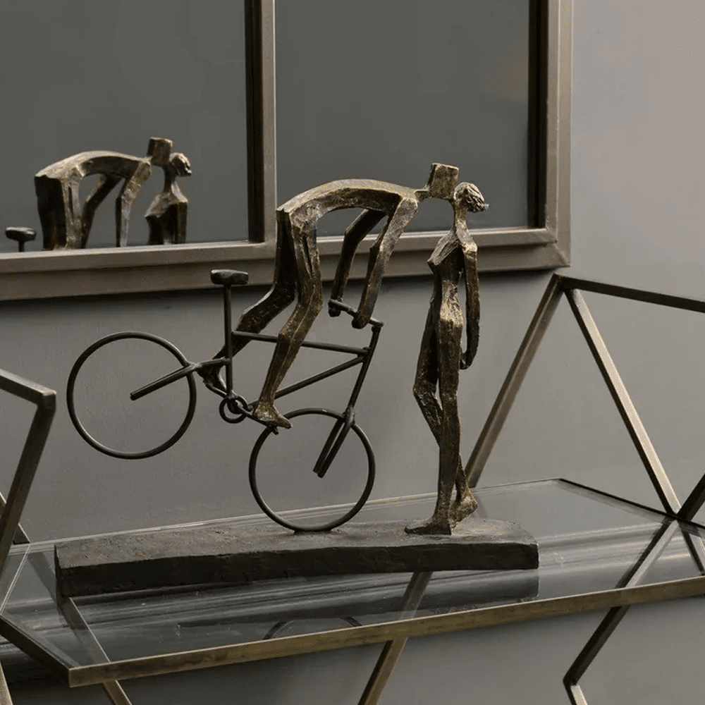 Product photograph of Libra Luxurious Glamour Collection - Kissing Couple On Bike Sculpture Antique Bronze from Olivia's