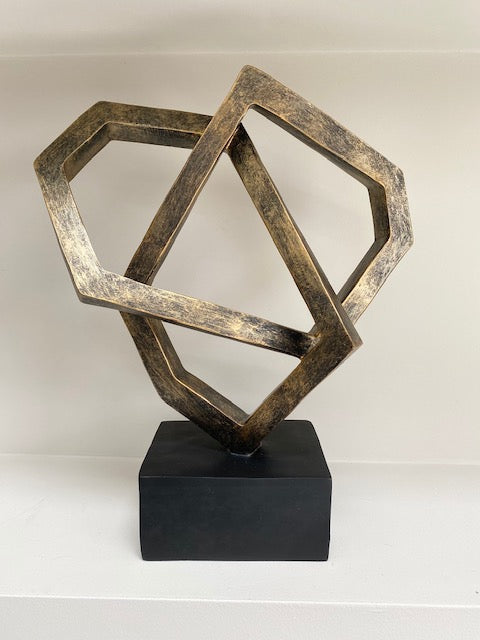 Product photograph of Libra Urban Botanic Collection - Antique Cubist Sculpture In Bronze from Olivia's.