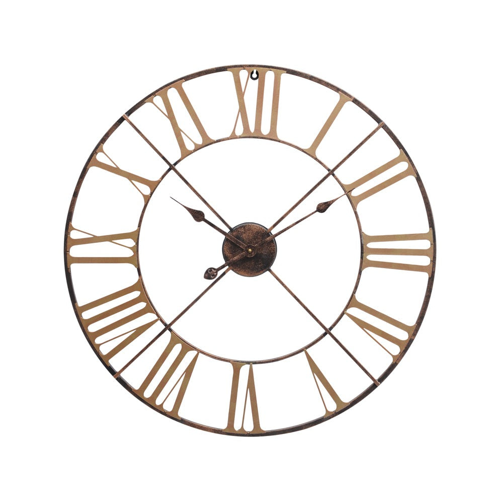 Product photograph of Libra Interiors Outdoor Skeletal Wall Clock Antique Brass from Olivia's