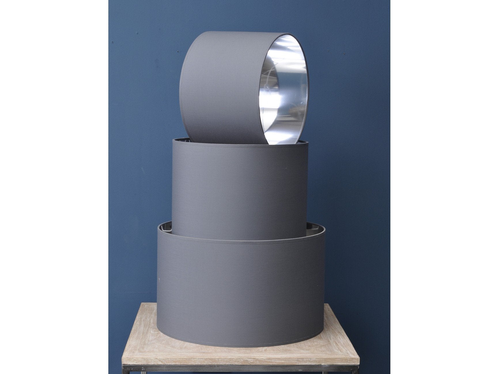 Product photograph of Libra Urban Botanic Collection - Lined Drum 16 Lampshade Grey And Silver from Olivia's.